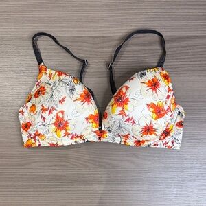 Victoria's Secret Biofit Push-up Floral Bra - Cream, Red, Orange